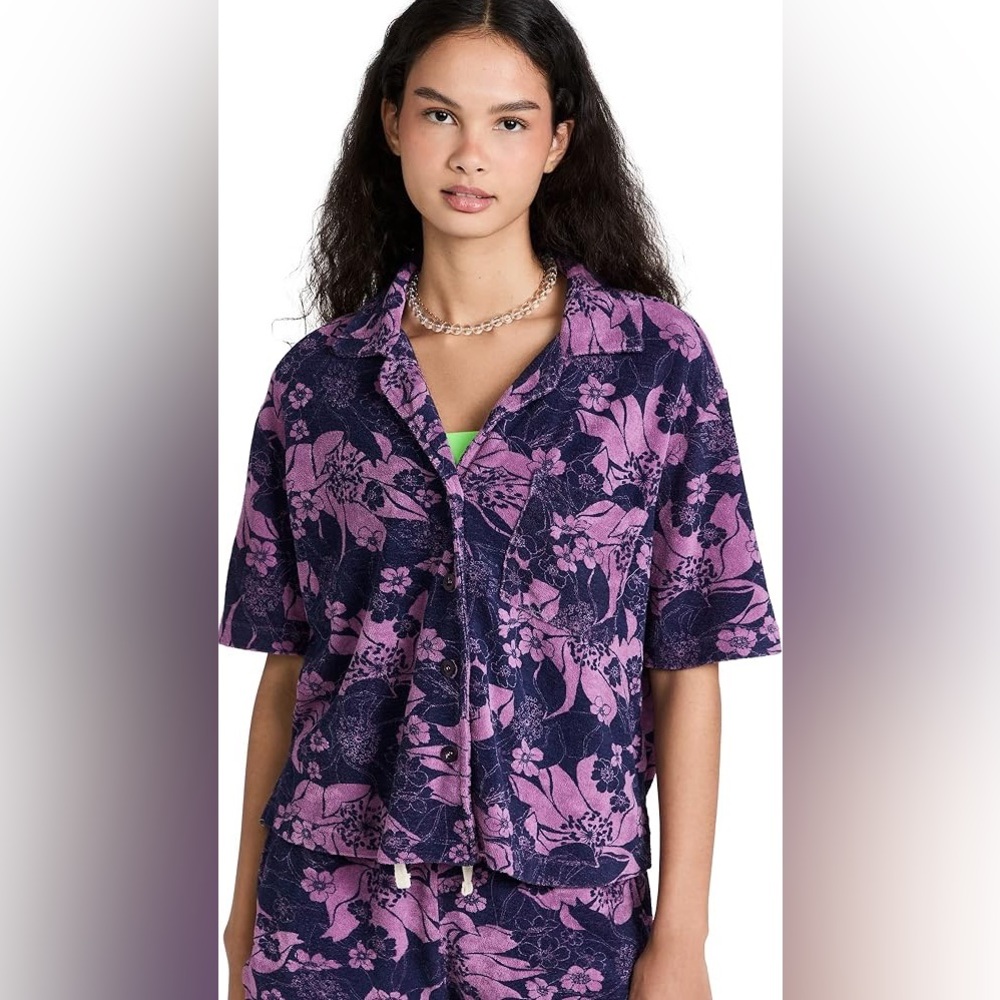 SUNDRY Women's Retro Floral Terry Shirt - Picture 3 of 8